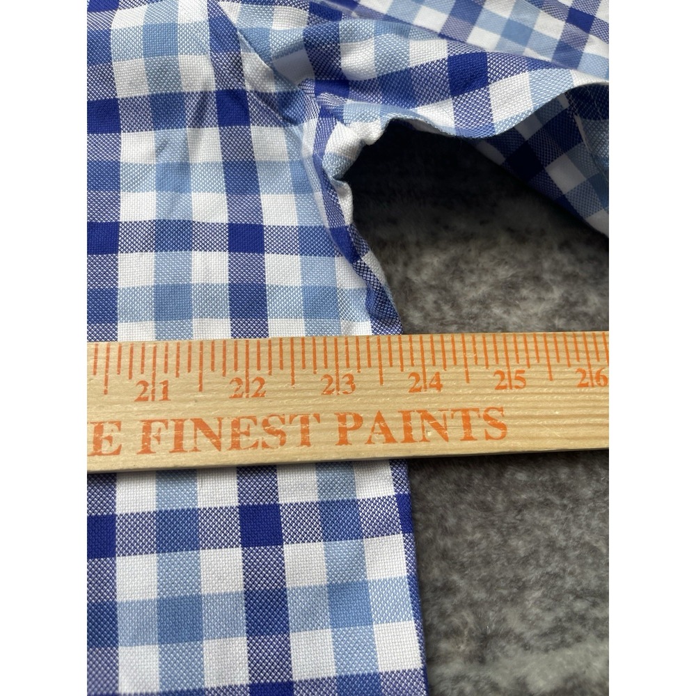 Peter Millar Crown Men's Large Gingham Plaid Short Sleeve Button Dwn Blue Shirt - Picture 4 of 7